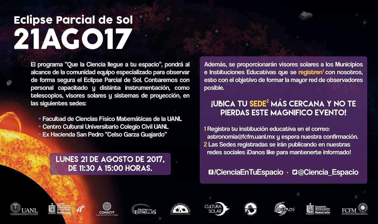 ¿Cómo se puede observar el eclipse en Nuevo León? 2 Poster registro