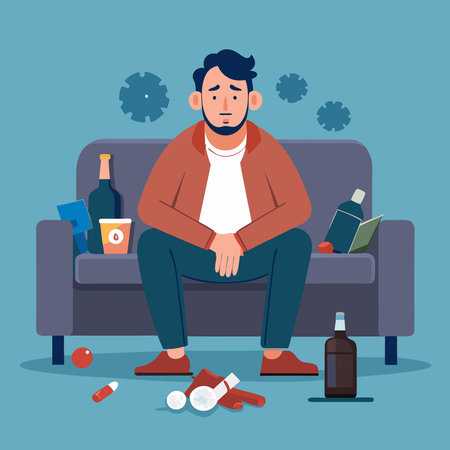 La cruda realidad 1 235548134 hombre que sufre de resaca despues de un consumo excesivo de alcohol en el sofa