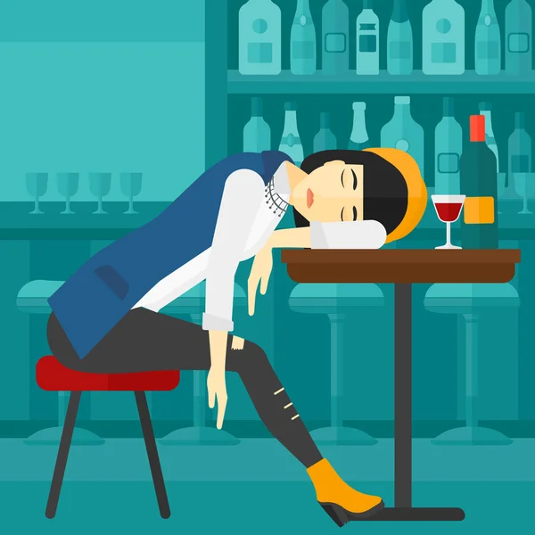 La cruda realidad 2 depositphotos 104749874 stock illustration woman sleeping in bar