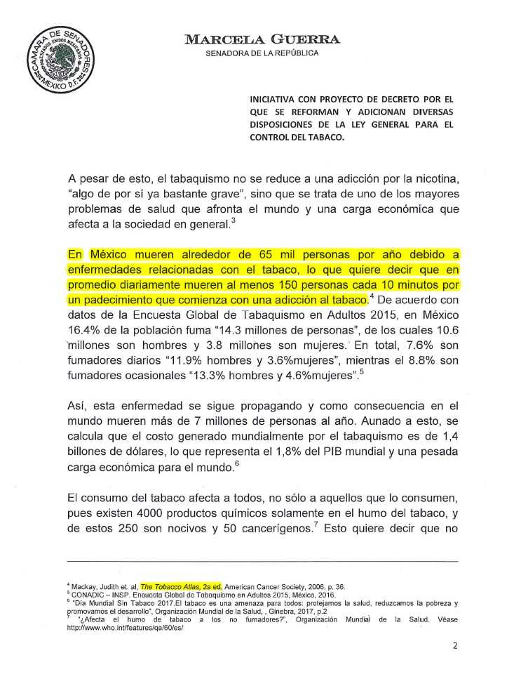 ¿Qué dice la senadora Marcela Guerra en su proyecto para regular el cigarro electrónico? 2 Iniciativa