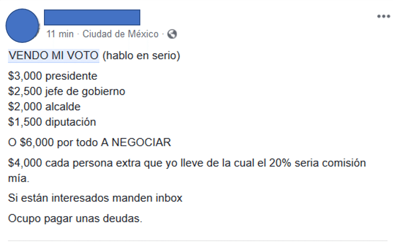 voto venta votos Facebook
