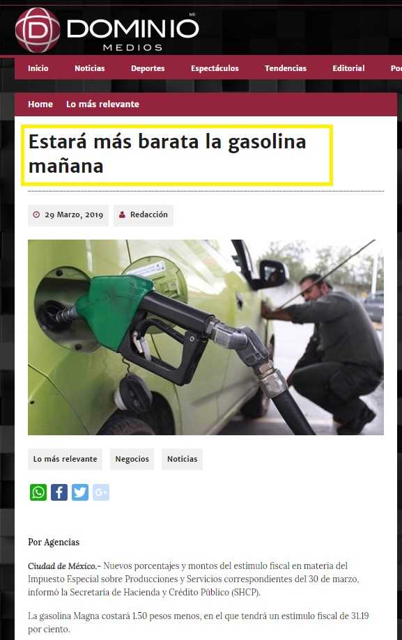 NO bajó precio de gasolina magna $1.50 pesos como lo aseguraban varios medios 2 Gasolina6