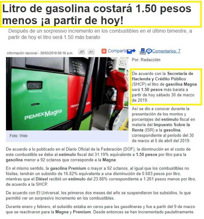 NO bajó precio de gasolina magna $1.50 pesos como lo aseguraban varios medios 1 gasolina7