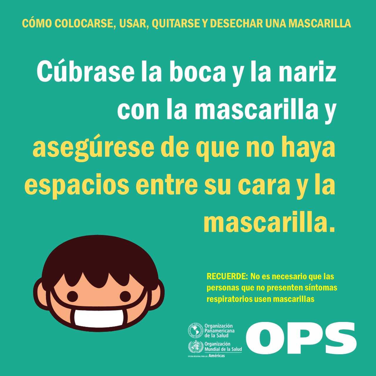 ¿Quiénes y cómo deben usar las mascarillas faciales por brote de coronavirus 2019? 5 coronavirus como usar mascarilla mensaje 4