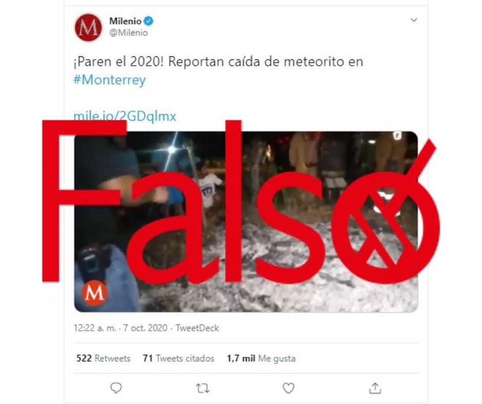 Milenio reporta caida de meteorito en Monterrey