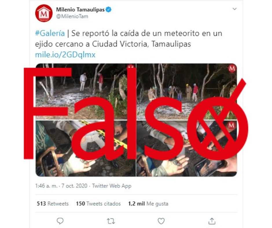 Milenio reporta caida de meteorito