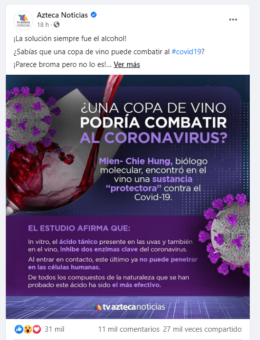 TV azteca vino covid