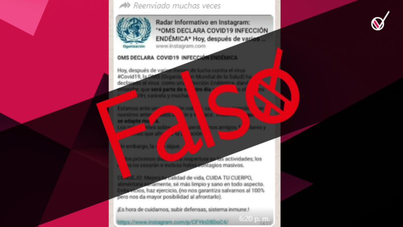 Circula en redes reporte falso atribuido a la OMS 1 FALSO OMS