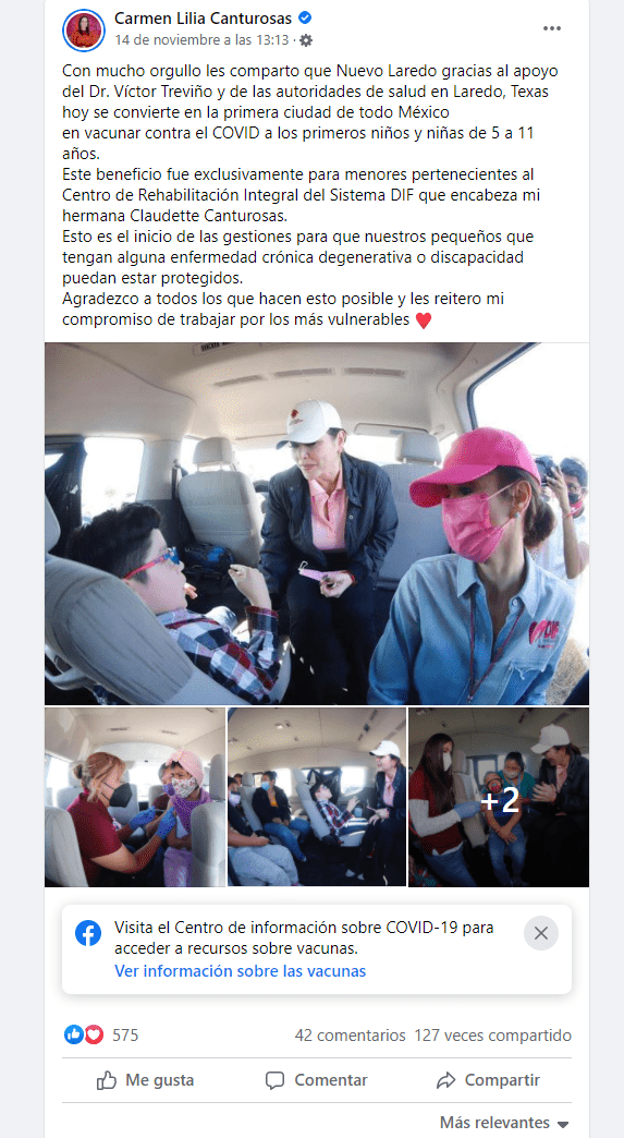 Falso que NL sea el único estado de México en vacunar contra COVID a niñez de 5 a 11 años como dice el gobernador Samuel García 1 Nuevo Laredo vacunacion