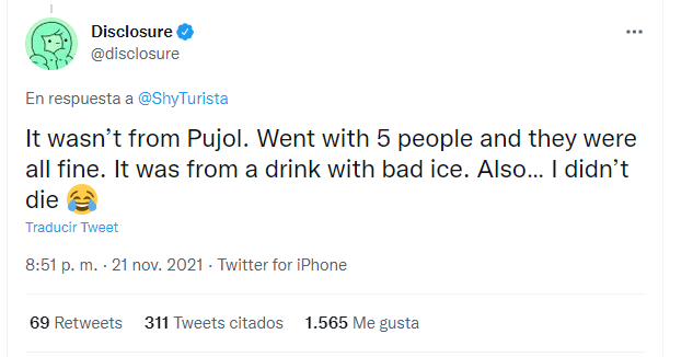 Falso que restaurante Pujol causara enfermedad a integrante de Disclosure 3 Pujol 3