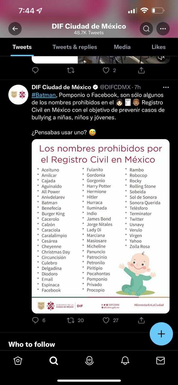 Falsa la lista de 62 nombres prohibidos en México 1 nombres prohibidos