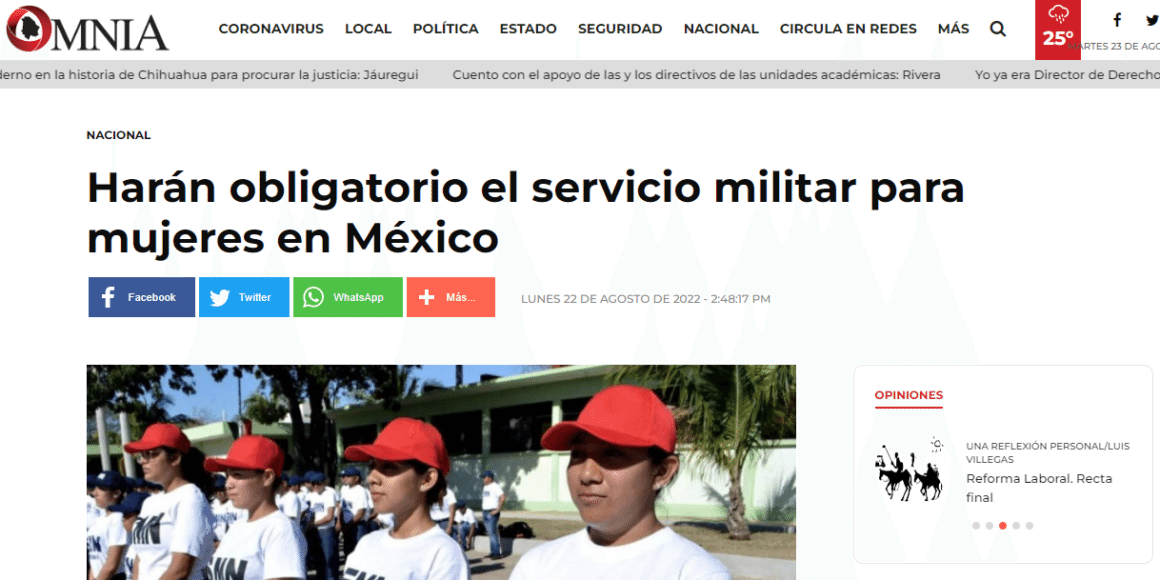 Falso que Servicio Militar para las mujeres sea obligatorio en 2022 1 servicio militar
