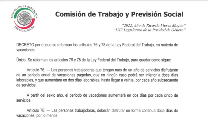 Explicado: los 12 días de vacaciones y Reforma a la Ley del Trabajo