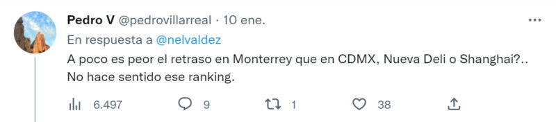 Verdadero: Monterrey entre las 10 ciudades con más retrasos por tráfico 2 capture 20230117114746281