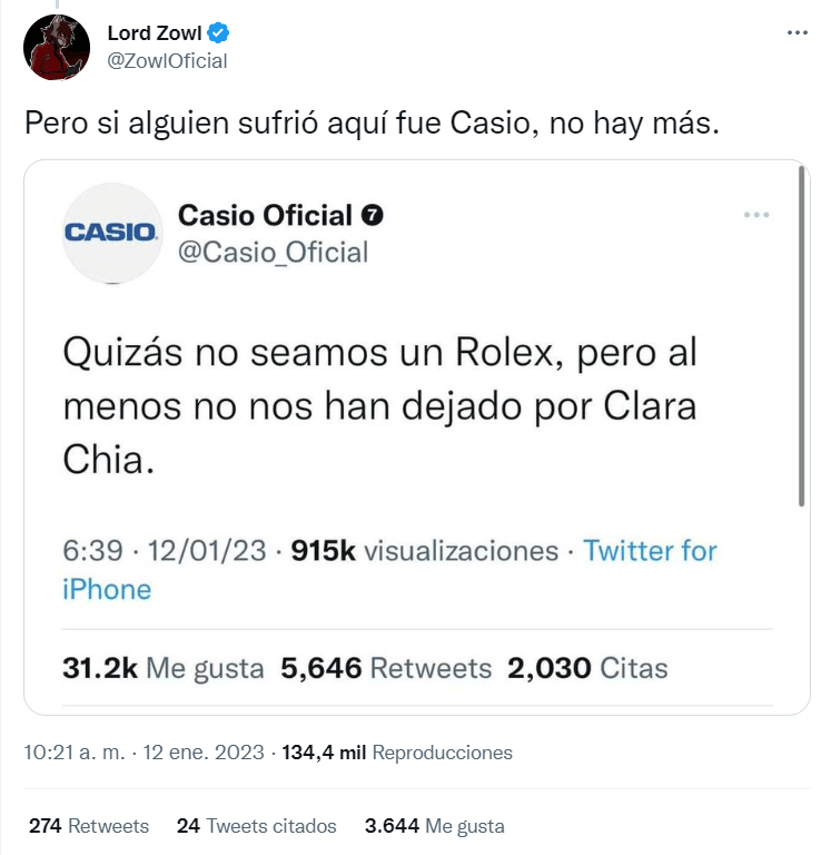 Falso que Casio respondió a Shakira en Twitter por su nueva canción, era una cuenta apócrifa 7 casio2