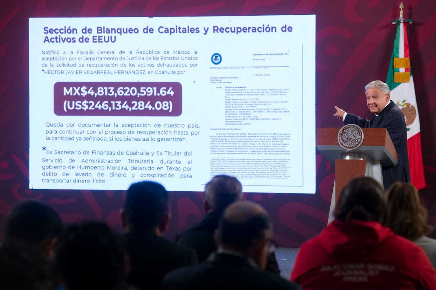 Falso la cifra del decomiso a Javier Villarreal, mencionada por AMLO 1 2023 04 12 Conferencia de prensa matutina Palacio Nacional Foto 04