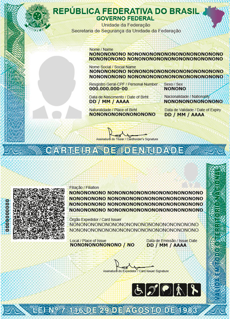 Falso que gobierno promueva cédula de identidad para compartir datos biométricos con empresas 8 Novo modelo Carteira Identidade RG Brasil 2023 modelo papel moeda