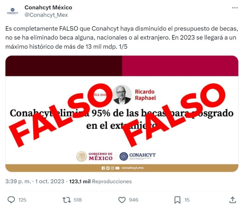 Sí, hay una reducción en las becas de CONAHCyT y los datos lo confirman 1 capture 20231004174739295