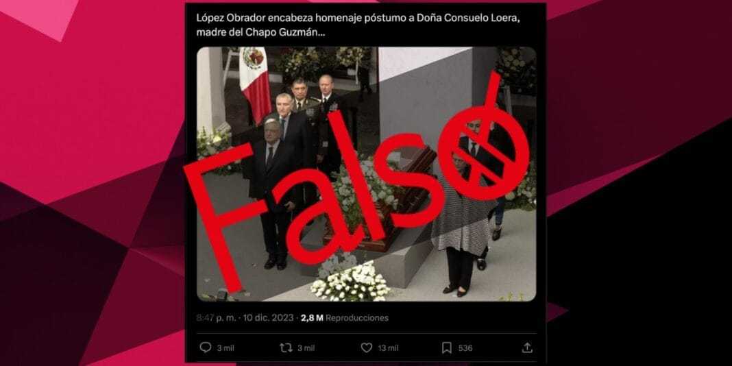 falso que amlo acudió a funeral de la madre del chapo guzman, se trata de una imagen del velorio de Miguel Barbosa