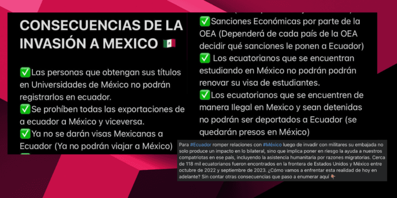 uptura México Ecuador, crisis diplomática, desinformación ruptura diplomática, consecuencias ruptura diplomática, relaciones México Ecuador, futuro México Ecuador.