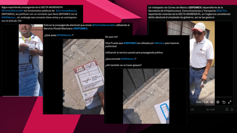 Capturas de pantalla del supuesto delito electoral de Morena por entregar propaganda postal por Correos Mexicanos