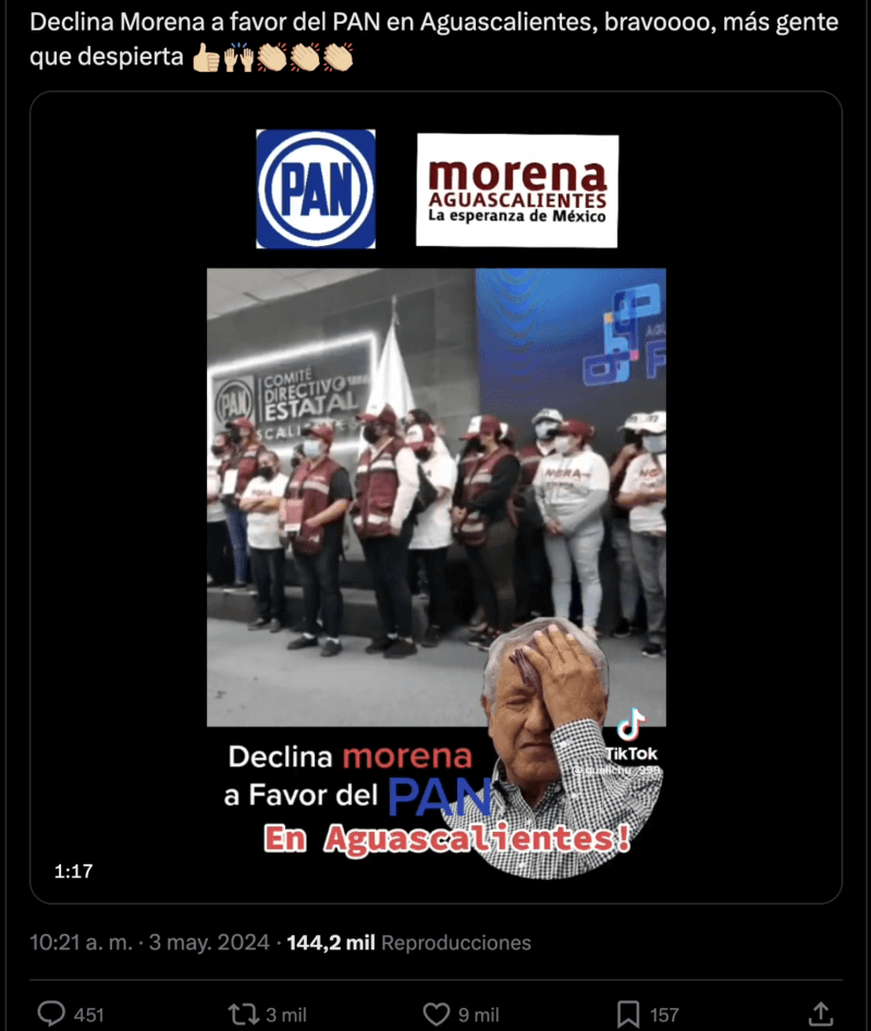 Captura de pantalla del video donde simpatizantes de Morena en Aguascalientes renuncian al partido