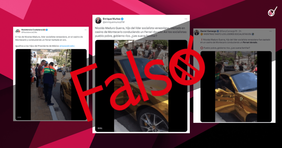 Nuevamente empezó a circular un video donde se afirma que se vio al hijo del Presidente de Venezuela, Nicolás Maduro Guerra, en un ferrari de oro. ¿Y es real? Este registro circula desde hace ya varios años, y no se trata del hijo del presidente venezolano,