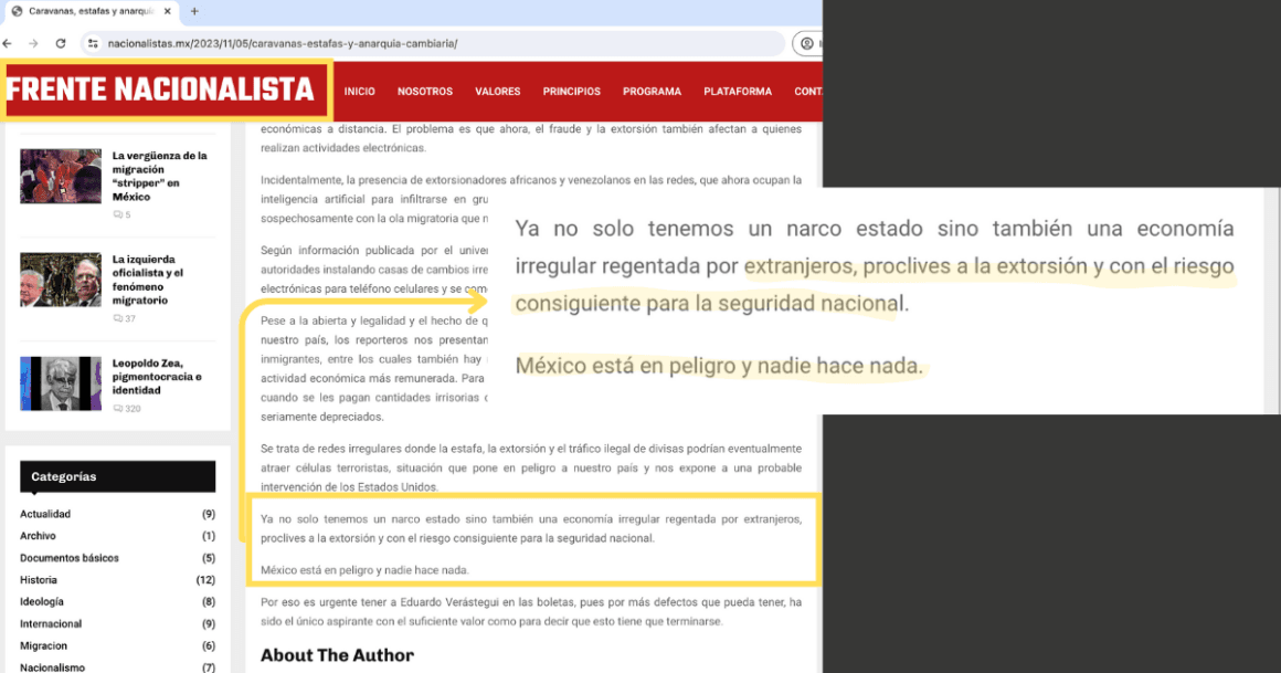 Desinformación, odio y la amenaza del nacionalismo mexicano en redes sociales 11 IMAGEN 9