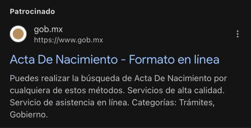 Cuidado con los sitios falsos para "tramitar" acta de nacimiento y pasaporte 1 acta de nacimiento