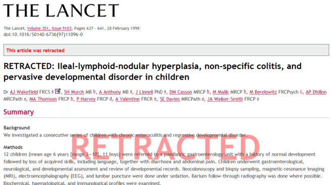 La desinformación sobre las vacunas y el autismo: un mito peligroso que persiste 3 lancet se retratcta de articulo
