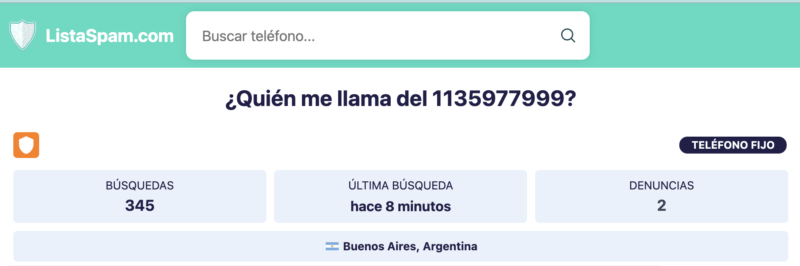 Número telefónico relacionado con la estafa de las llaves