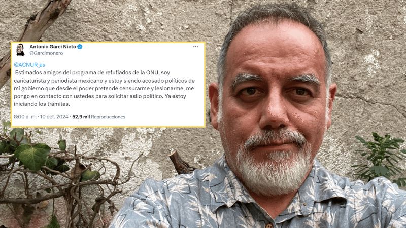 Foto de Andrea Chávez manipulada genera cosificación y violencia en redes 1 Foto de Antonio Garci Nieto junto a la imagen de su tuit donde pide asilo político a la ONU.