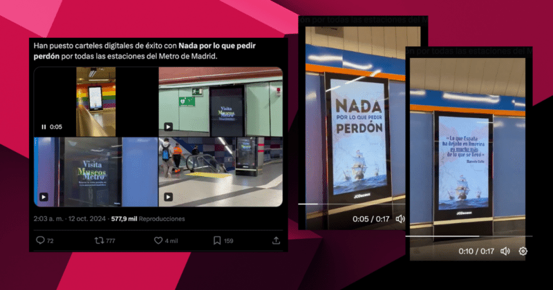 Metro de Madrid con campaña publicitaria del libro Nada que perdonar