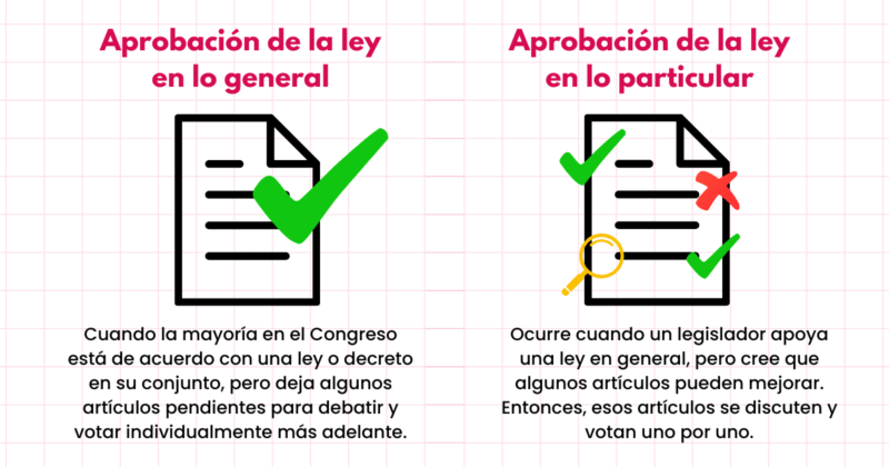 Definiciones de aprobación de ley en lo general y en lo particular