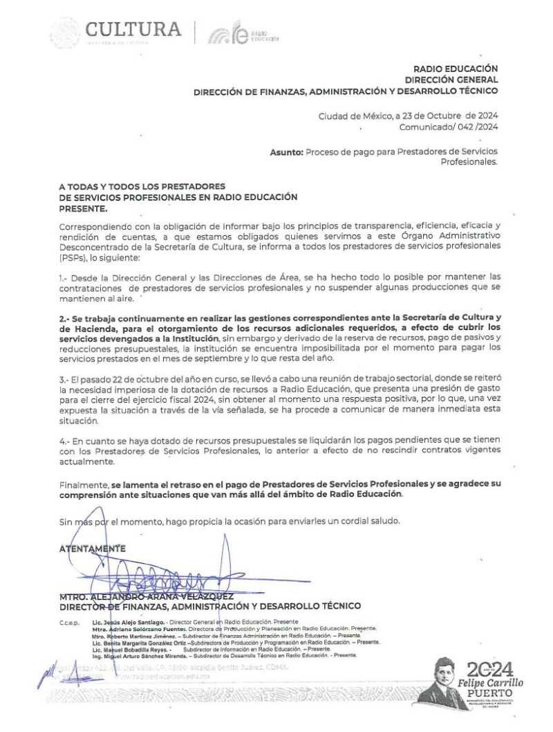 CARTA RADIO EDUCACIÓN