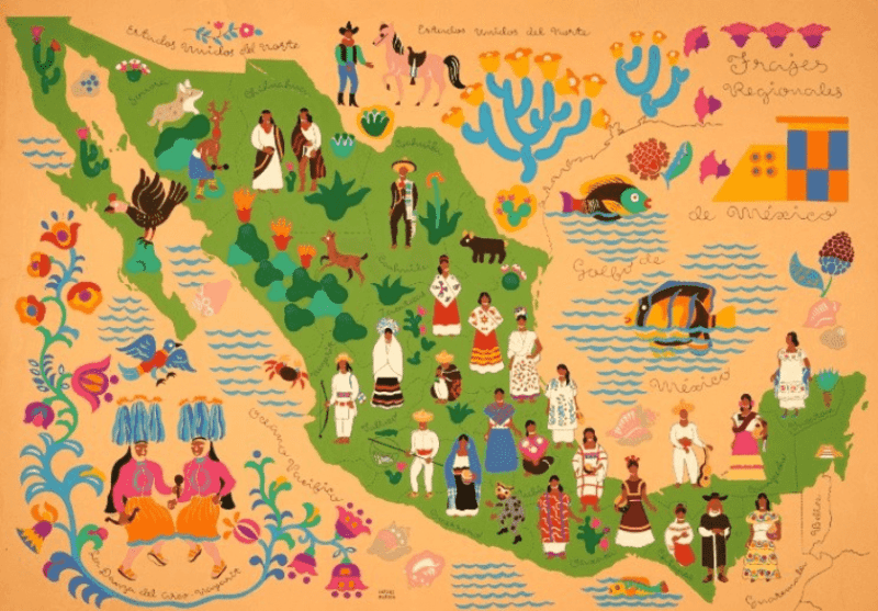mapa cultural y lenguas indigenas en Mexico