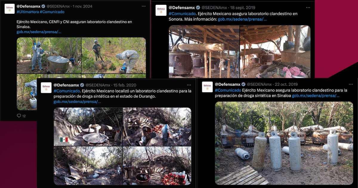Fentanilo: ¿qué sabemos de su producción en México? 2 Detecciones de laboratorios de drogas sintéticas