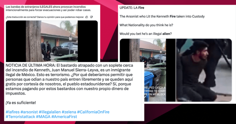 Falso que migrante mexicano causó los incendios de Los Ángeles 1 Narrativa falsa sobre migrantes iniciando incendio