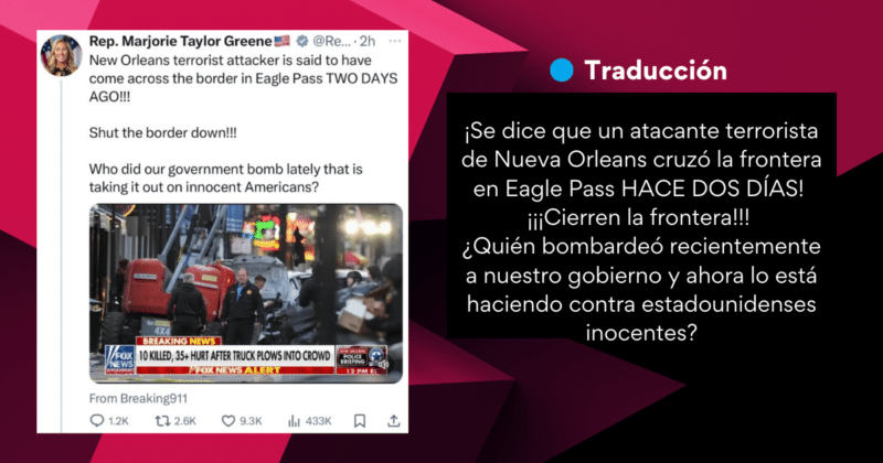 Diferentes atentados en Estados Unidos “inauguran” el 2025 y surge desinformación 3 BULOS 2025 01 03T192816.579