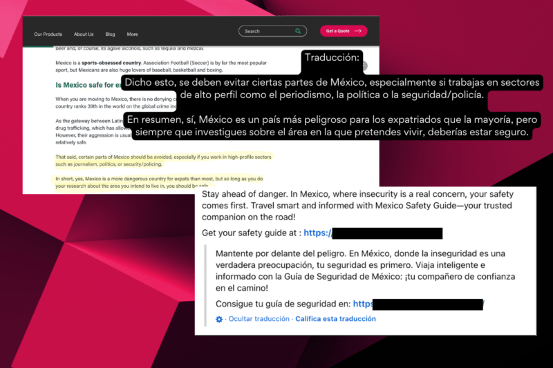 Publicaciones sobre inseguridad en México 