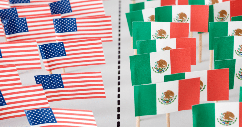 Banderas de México y Estados Unidos