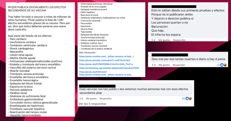 Circula lista falsa sobre los efectos de la vacuna Pfizer 1 Cadena de desinformación sobre las vacunas pfizer