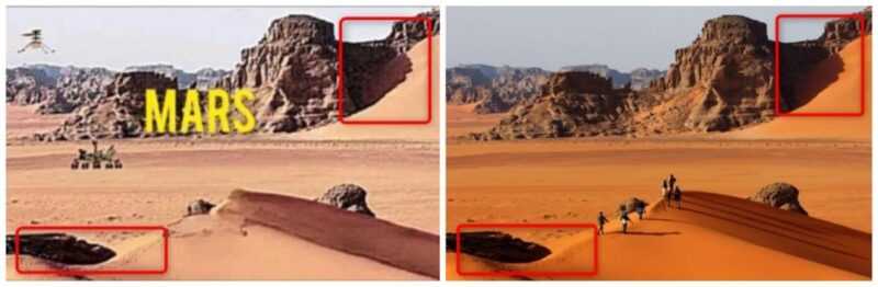 Comparativa de las dos imágenes hecha por la unidad de fact checking de AFP