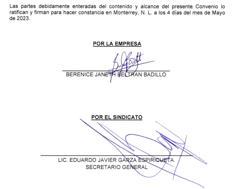 Firma de tabulador salarial con AGP