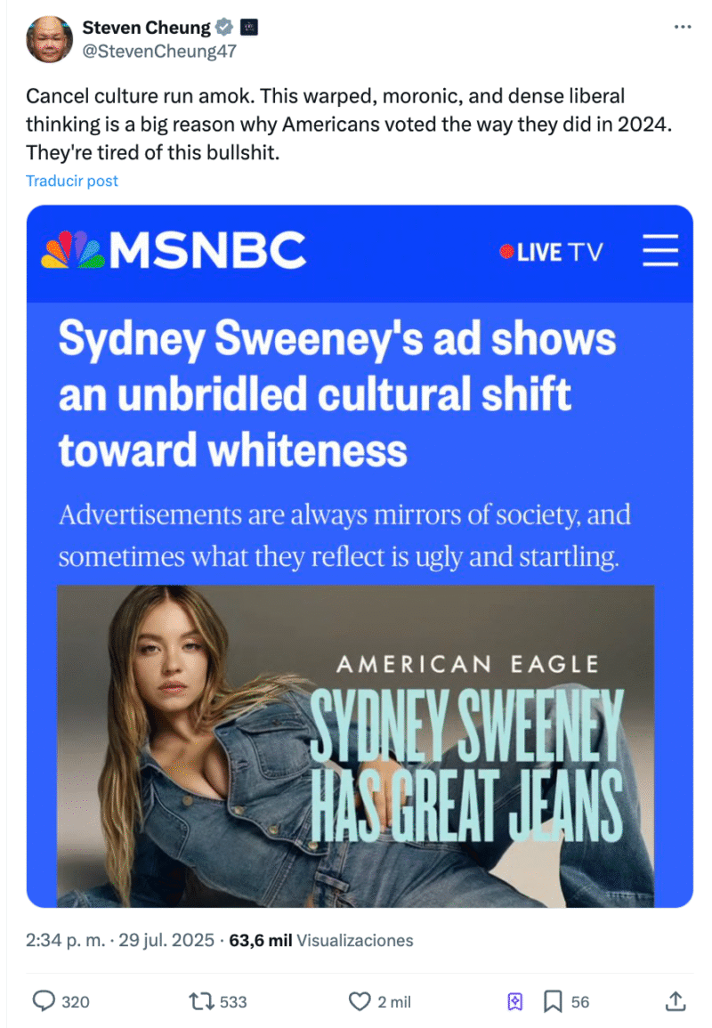 Sydney Sweeney: Entre jeans, racismo y eugenesia 2 Sydney Sweeney