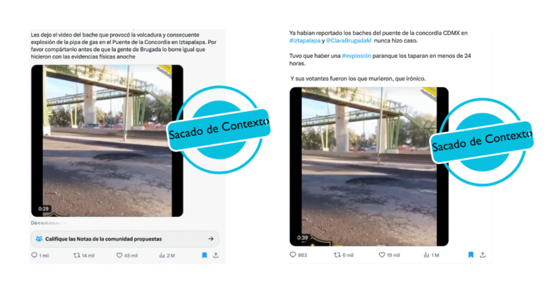 Video de bache en La Concordia está sacado de contexto