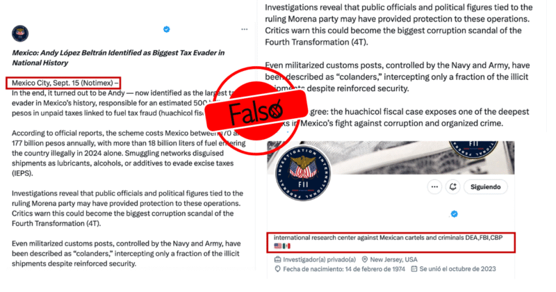 Falso que Andrés Manuel López Beltrán sea buscado por huachicol fiscal en Estados Unidos