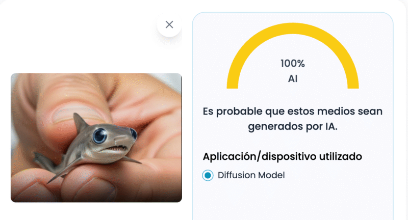 Detector de IA sobre la imagen del tiburón