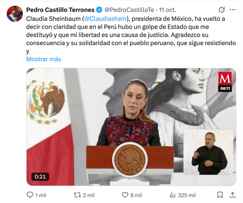 Falso que Perú rompió relaciones con México debido a apoyo a Cuba y Venezuela 1 Captura de pantalla 2025 11 11 a las 4.31.55 p.m