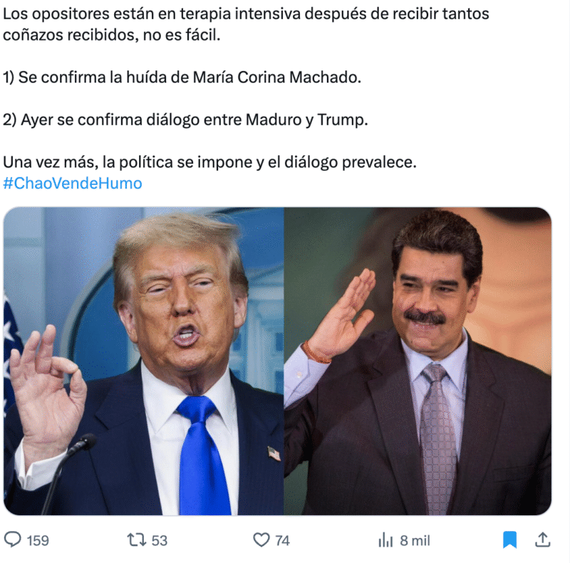 "Apertura" al diálogo entre Donald Trump y Nicolás Maduro genera desinformación 2 Captura de pantalla 2025 11 17 a las 4.17.21 p.m